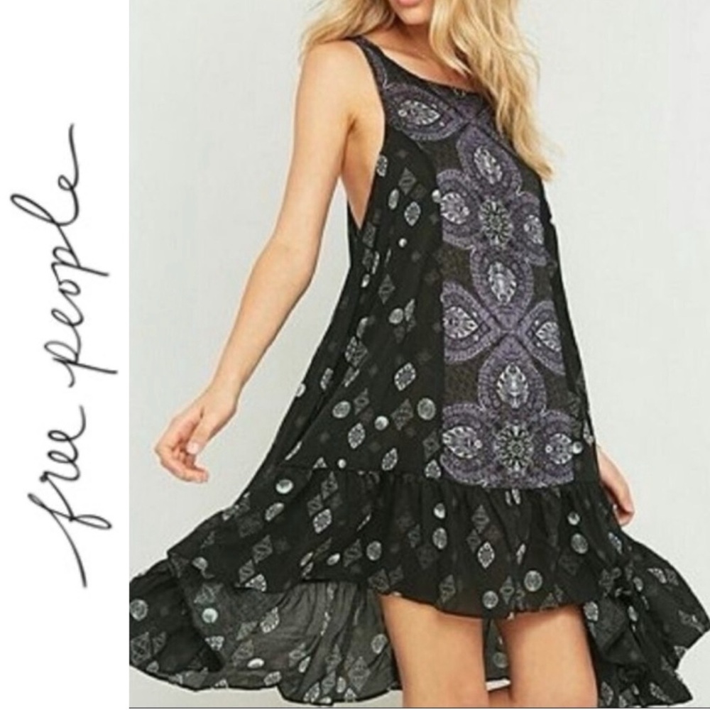 Free People “Into You” Black and Purple Women's Slip Dress- S